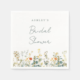 Elegante bruiloftsontvangst met wilde bloemen servet