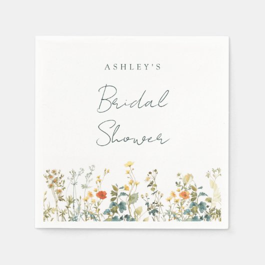Elegante bruiloftsontvangst met wilde bloemen servet (Voorkant)