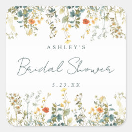 Elegante bruiloftsontvangst met wilde bloemen vierkante sticker