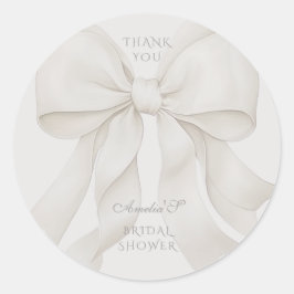 Elegante Bruiloftsshower Bedankt met Strik Ronde Sticker