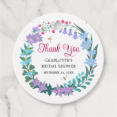 Elegante Bruiloftsshower Bloemige Veldbloemen Guir Bedankjes Labels (Voorkant)