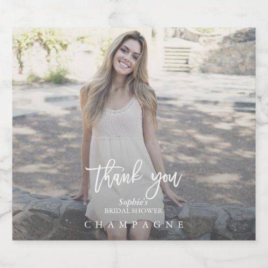 Elegante bruiloftsshower met aangepaste foto sparkling wijnetiket (Enkel label)