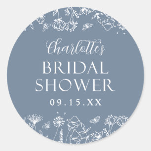 Elegante Bruiloftsshower met Bloemen Ronde Sticker