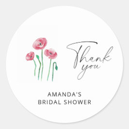 Elegante bruiloftsshower met bloemen ronde sticker
