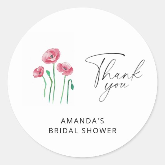 Elegante bruiloftsshower met bloemen ronde sticker (Voorkant)