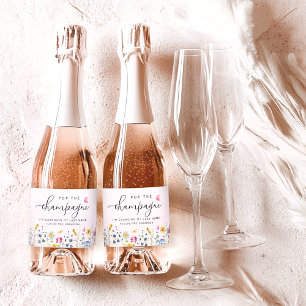 Elegante Bruiloftsshower met Bloemen Sparkling Wijnetiket
