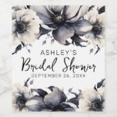Elegante Bruiloftsshower met Bloemen Wijn Etiket (Enkel label)