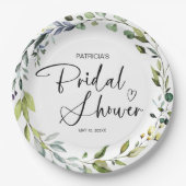 Elegante Bruiloftsshower met Groenery Papieren Bordje (Voorkant)