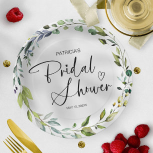 Elegante Bruiloftsshower met Groenery Papieren Bordje