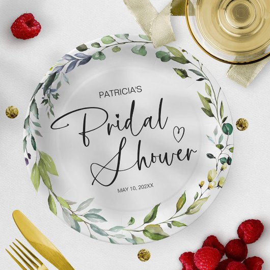 Elegante Bruiloftsshower met Groenery Papieren Bordje
