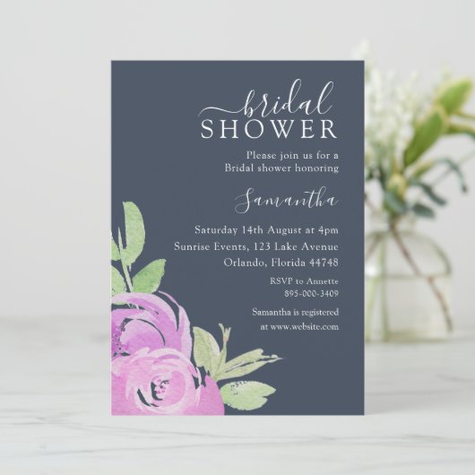 Elegante Bruiloftsshower Roze Waterverf  Kaart (Staand voorkant)