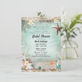 Elegante Bruiloftsshowers met Zeester en Parels aa Kaart (Staand voorkant)