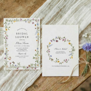Elegante Bruiloftstuin Bruidsfeest met Wilde Bloem Kaart