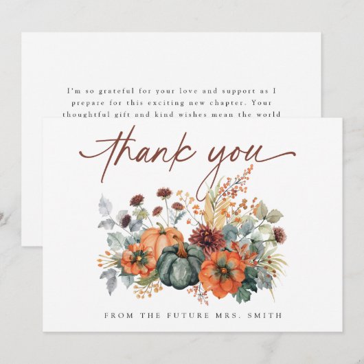 Elegante Bruiloftsuitnodiging voor Herfst Bedankkaart (Voorkant / Achterkant)