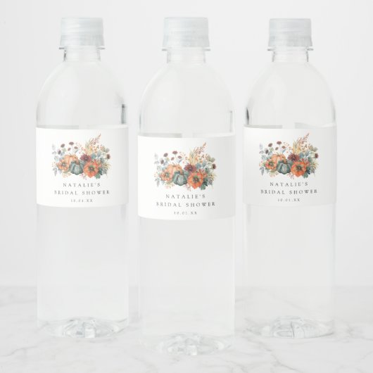 Elegante Bruiloftsuitnodiging voor Herfst Waterfles Etiket (Flessen)