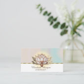 Elegante Bruin Gouden Glitter Lotus Visitekaartje (Staand voorkant)