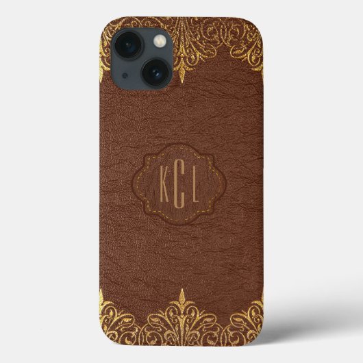 Elegante  bruin lederen gouden accenten Case-Mate iPhone case (Achterkant)