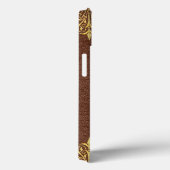 Elegante  bruin lederen gouden accenten Case-Mate iPhone case (Achterkant / Rechts)