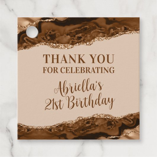 Elegante bruine agaat bedankjes labels (Voorkant)