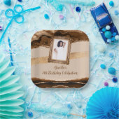 Elegante bruine agaat foto uitnodiging papieren bordje (Feest)