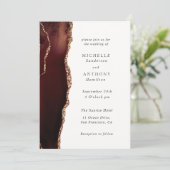 Elegante Bruine Agaat Goud Uitnodiging (Staand voorkant)
