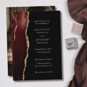 Elegante Bruine Agaat Gouden Fotobruiloft Kaart