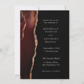 Elegante Bruine Agaat Gouden Fotobruiloft Kaart (Voorkant)