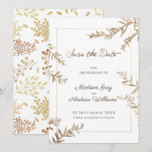 Elegante bruine bladgroei herfsttrouw save the date (Voorkant / Achterkant)