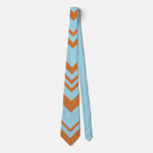 Elegante bruine & blauwe chevron patroon stropdas (Voorkant)