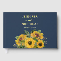 Elegante bruine blauwe zonnebloem trouw goud