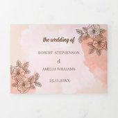 Elegante bruine bloem Gepersonaliseerd bruiloft Drieluik Uitnodiging (Cover)