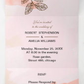 Elegante bruine bloem Gepersonaliseerd bruiloft Drieluik Uitnodiging (Binnenkant midden)