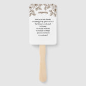 Elegante bruine bloem gepersonaliseerde bruiloft p handwaaier (Achterkant)