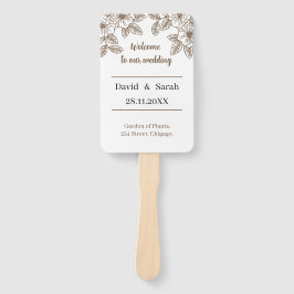 Elegante bruine bloem gepersonaliseerde bruiloft p handwaaier
