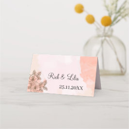 Elegante Bruine Bloem Gepersonaliseerde Trouwtafel Plaatskaartje