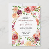 Elegante bruine bloem pioen avond bruiloft kaart (Voorkant)