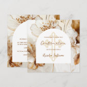 Elegante bruine bloemen bevestiging uitnodiging (Voorkant / Achterkant)