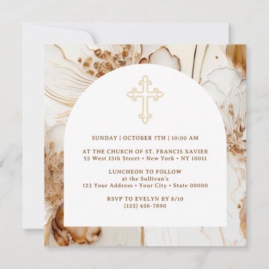 Elegante bruine bloemen bevestiging uitnodiging (Achterkant)