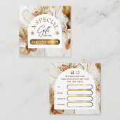 Elegante bruine bloemen cadeaubon vierkante visitekaartje (Voorkant / Achterkant)