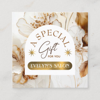 Elegante bruine bloemen cadeaubon vierkante visitekaartje