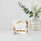 Elegante bruine bloemen cadeaubon vierkante visitekaartje (Staand voorkant)