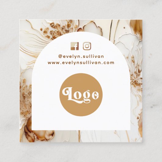 Elegante bruine bloemen dank u pakket invoegen vierkante visitekaartje (Achterkant)