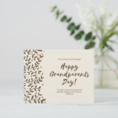 Elegante Bruine Bloemen Grootouders Dag Feestdagenkaart (Staand voorkant)