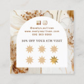 Elegante bruine bloemen loyaliteitskaart vierkante visitekaartje (Achterkant)