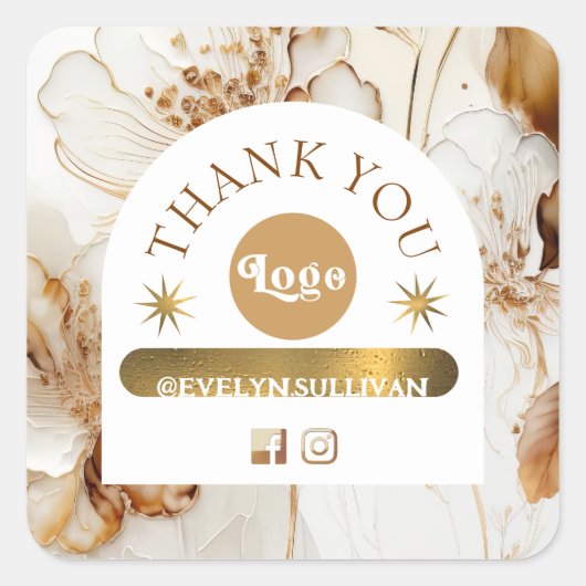 Elegante bruine bloemen sticker (Voorkant)