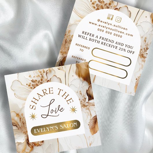 Elegante bruine bloemen verwijzingskaart vierkante visitekaartje