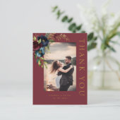 Elegante bruine bloesems en groen bruiloft briefkaart (Staand voorkant)