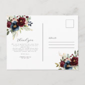 Elegante bruine bloesems en groen bruiloft briefkaart (Achterkant)