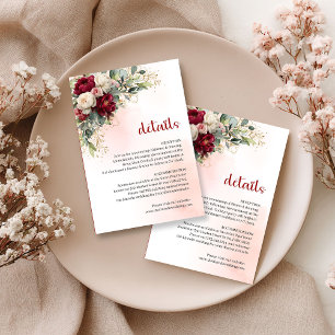 Elegante bruine blozende bloem gouden huwelijksdet informatiekaartje