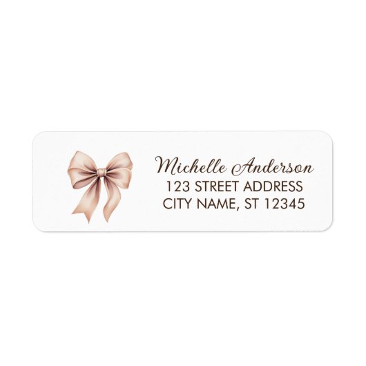 Elegante bruine Bow Coquette Retour Adres Label (Voorkant)